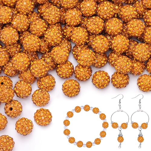 Goldene Strassperlen zum Basteln, glänzende runde Shamballa-Discokugel-Perlen, ausgefallene glitzernde Kristall-Ton-Perlen für Halsketten, Armbänder, Ohrringe, Schmuckherstellung und DIY-Dekoration, von ADSUBHSJFAKK