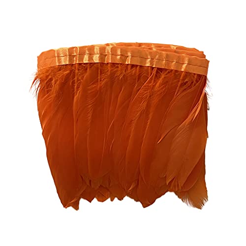 Natürliche gefärbte Enten-Gansfeder-Bordüre, Fransen-Bastelfeder, Bekleidungszubehör, 2 Meter (orange) von ADSUBHSJFAKK