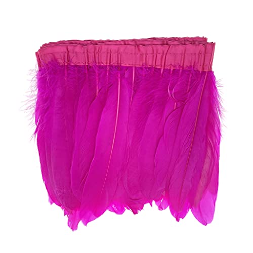 Natürliche gefärbte Enten-Gansfeder-Bordüre, Fransen-Bastelfeder, Bekleidungszubehör, 2 Yards (Fuchsia) von ADSUBHSJFAKK