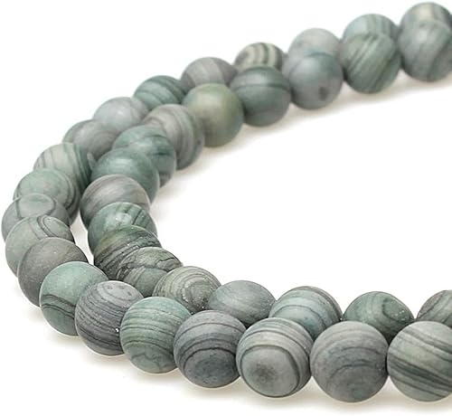 Natürliche runde matte matte grüne Holzstein-Perlen werden im Schmuckdesign verwendet, um Armbänder und Halsketten herzustellen (6 mm) von ADSUBHSJFAKK