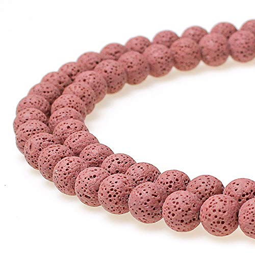 Natürlicher mehrfarbiger vulkanischer Lavastein, rund, lose Steinperlen, DIY, für Schmuckherstellung, Armbänder, 38,1 cm, 14 mm, Rosa von ADSUBHSJFAKK