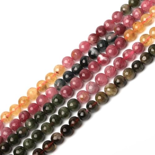 Rare Collection Natürliche Perlen, gemischte Farben, Turmalin, rund, lose Perlen für Schmuckherstellung, DIY, Armband, Halskette, 6 mm von ADSUBHSJFAKK