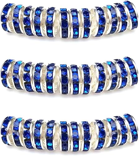 Rondelle Abstandshalter-Perlen, rund, tschechische Strasssteine, für Armbänder, Halsketten, Schmuckherstellung, Zubehör, Saphirblau, 4 mm, 100 Stück von ADSUBHSJFAKK