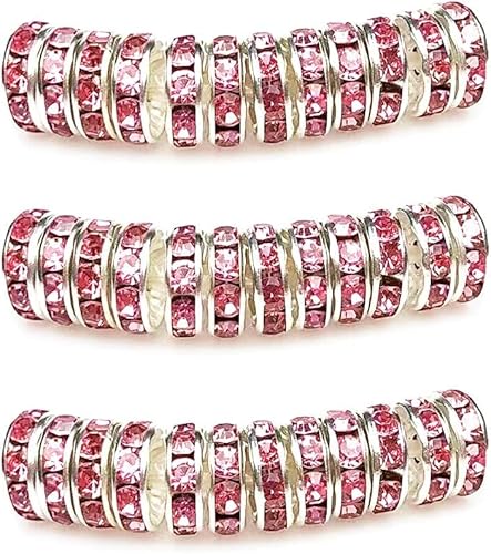 Rondelle Abstandshalter-Perlen, rund, tschechische Strasssteine, für Armbänder, Halsketten, Schmuckherstellung, Zubehör (Rosa, 4 mm/100 Stück) von ADSUBHSJFAKK