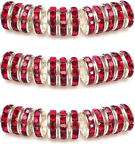 Rondelle Abstandshalter-Perlen, rund, tschechische Strasssteine, für Armbänder, Halsketten, Schmuckherstellung, Zubehör (rot, 10 mm/100 Stück) von ADSUBHSJFAKK