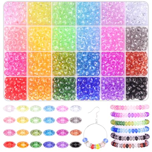 Rondelle-Kristallperlen für Schmuckherstellung, 8 mm, facettierte Acrylperlen, lose Kristallperlen für Armbänder, Halsketten, Sonnenfänger, Schlüsselanhänger, Ohrringe, Bastelzubehör, 720 Stück von ADSUBHSJFAKK