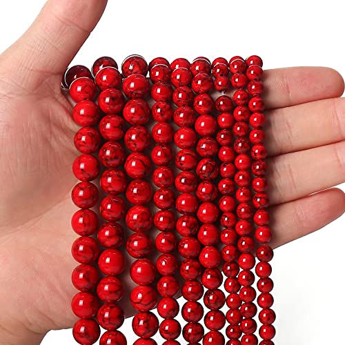 Rote Türkisperlen für Schmuckherstellung, natürliche Halbedelsteinperlen, rund, glatt, Abstandshalter, Charms für Halsketten, Armbänder, 10 mm, 35 Stück von ADSUBHSJFAKK