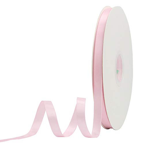 Satinband in Babyrosa, 0,95 cm, hellrosa, doppelseitiges Satinband, Seide, rosa Band für Babyparty, Geschenkband zum Basteln, Lei Hochzeitsband für Kartenherstellung, 91,4 m von ADSUBHSJFAKK