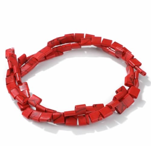 Tila-Perlen, 2 x 5 mm, natürlicher roter Türkisstein, 2 Löcher, flach, quadratisch, lose, rechteckige Abstandshalter, Perlen für DIY-Armbänder, Ohrringe, Schmuckherstellung von ADSUBHSJFAKK