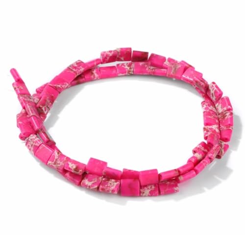 Tila-Perlen mit 2 Löchern, natürlich, rosa, kaiserlicher Jaspis, flach, quadratisch, lose, rechteckige Abstandshalter, Perlen für DIY-Armbänder, Ohrringe, Schmuckherstellung, 5 x 5 mm von ADSUBHSJFAKK