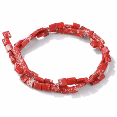 Tila-Perlen mit 2 Löchern, natürlich, rot, kaiserlicher Jaspis, flach, quadratisch, lose, rechteckige Abstandshalter, Perlen für DIY-Armbänder, Ohrringe, Schmuckherstellung, 5 x 5 mm von ADSUBHSJFAKK