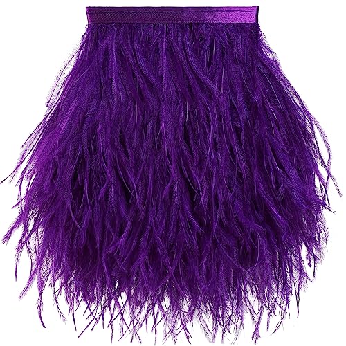 Violette Feder-Fransenbordüre – 12,7–17,8 cm Straußenfeder-Bänder zum Basteln, Nähen, Kleidung, Schmuck, Karneval, Partys zu Hause (lila) von ADSUBHSJFAKK