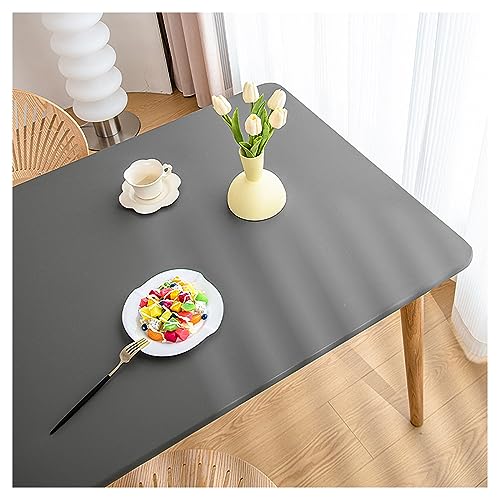 Kunstleder Tischdecke mit Elastischem Rand Rutschfest, PU Leder Esstisch Unterlagen, Leder Tischtuch Wasserdichte Fleckabweisend, Wetterfest Tischauflage Terrassentisch/Gartentisch(60x120cm,Dark Gra von ADTEMP