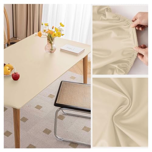Kunstleder Tischdecke mit Elastischem Rand Rutschfest Leder Esstisch Tischmatte Wasserdichte Abwischbar Wetterfest Esstischunterlage Tischschutzmatte für Garten, Terrassen Tischauflage(90x160cm,Beige Kunstleder Tischdecke mit Elastischem Rand Rutschfest Leder Esstisch Tischmatte Wasserdichte Abwischbar Wetterfest Esstischunterlage Tischschutzmatte für Garten, Terrassen Tischauflage(90x160cm,Beige von ADTEMP