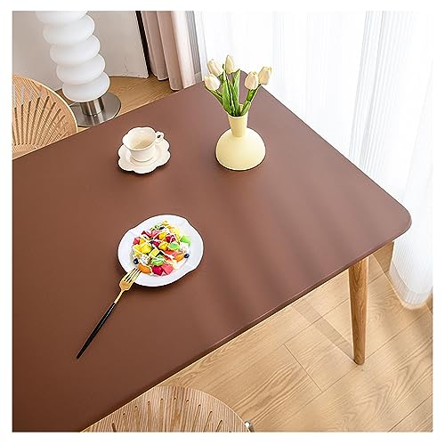 Kunstleder Tischdecke mit Elastischem Rand rutschfest, PU Leder Esstisch Unterlagen, Leder Tischtuch wasserdichte Fleckabweisend, Wetterfest Tischauflage Terrassentisch/Gartentisch(60x60cm,Brown) von ADTEMP