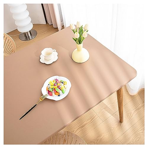 Kunstleder Tischdecke mit Elastischem Rand rutschfest, PU Leder Esstisch Unterlagen, Leder Tischtuch wasserdichte Fleckabweisend, Wetterfest Tischauflage Terrassentisch/Gartentisch(80x120cm,Khaki) von ADTEMP