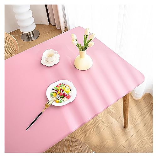 Kunstleder Tischdecke mit Elastischem Rand rutschfest, PU Leder Esstisch Unterlagen, Leder Tischtuch wasserdichte Fleckabweisend, Wetterfest Tischauflage Terrassentisch/Gartentisch(85x140cm,Pink) von ADTEMP