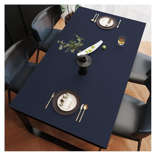 Kunstleder Tischdecke wasserdichte, Ledertischdecke rutschfest, Leder Esstisch Tischunterlage Fleckabweisend, Abwischbar Rechteckig Tischmatte, Wetterfest Outdoortisch Nach Mass (70×120cm,Dark Blue) von ADTEMP