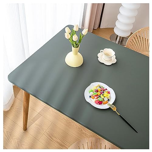 Leder Tischtuch mit Elastischem Rand, Kunstleder Tischdecke wasserdichte, Esstischunterlage rutschfest, Tischschutzmatte Abwischbar, Tischmatte für Gartentisch, Esstisch, Couchtisch(90x90cm,Green 1) von ADTEMP