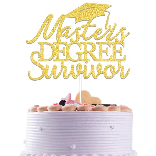 Master's Degree Survivor Cake Topper, Mastered It Cake Topper, Congratulations Graduation Cake Toppers, 2024 Graduation Cake Topper, Master Graduation Party Decorations Gold Glitter von ADTEMP