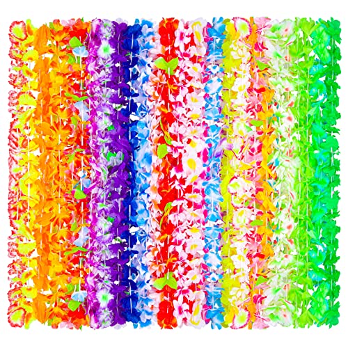 ADXCO 36 Stück Hawaii Ketten Blumen Deko Hawaii Blumenkette 36 Stile Hawaii Blumen Girlanden Bulk Luau Leis für Tropische Hawaii Luau Strand Party Supplies von ADXCO