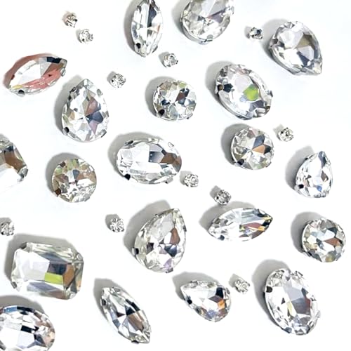 AEIOPRS 236 pcs Kristallglas Strasssteine Bastel Strasssteine transparente weiße Strasssteine geeignet für Schuhe Taschen Haarspangen und Schmuck von AEIOPRS