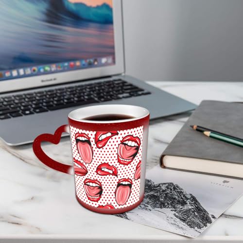 AELKSP Kaffeetassen – Farbwechseltasse, Magic Mug,Thermobeschichtung, 335ml, Keramik - Geschenkidee Männer, Frauen,Cartoon-Farblächeln. Farbpalette. Gekritzelskizze, handgezeichnetes Bild. Aufkleber, von AELKSP