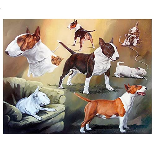 5D Diamant Painting Kinder Bilder Malerei, DIY Diamond Painting Set Full Groß Bullterrier Mosaikherstellung für Kinder, Erwachsene, Home Wand Décor 30x40cm/12x16inch von AENL