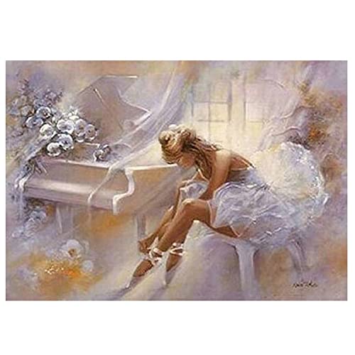 5D Diamond Painting Set Ballerina-Mädchen DIY Diamant Painting Bilder Zubehör für Erwachsene Kinder Anfänger Wand Dekorationen Wohnzimmer Schlafzimmer Büro Bar, 30x40cm/12x16inch von AENL