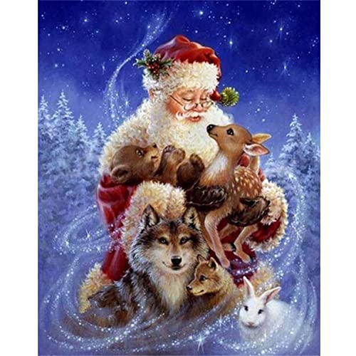 5D Diamond Painting Set Weihnachtsmann DIY Diamant Painting Bilder Zubehör für Erwachsene Kinder Anfänger Wand Dekorationen Wohnzimmer Schlafzimmer Büro Bar, 30x40cm/12x16inch von AENL