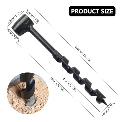 Scotch Eye Wood Auger Drill, Hand Drill Multi-Purpose Survival Settlers Tool,Manual Drill Bit,Wood Drill Bit Set for Bushcraft Backpack and Camping Survival Tools(19 x 230mm) von AEPBTMQ