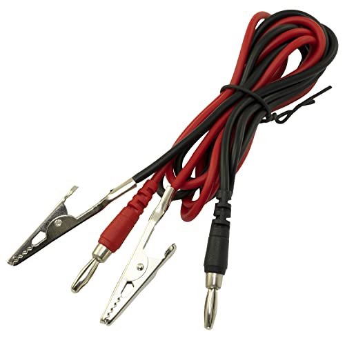 AЕRZETIX - C66091 - Satz von 15A Krokodilklemmen/-steckern auf 4 mm bananenstecker mit 1 m stromkabel - rot (positiv) schwarz (negativ) - für elektronische mess-testgeräte von AERZETIX