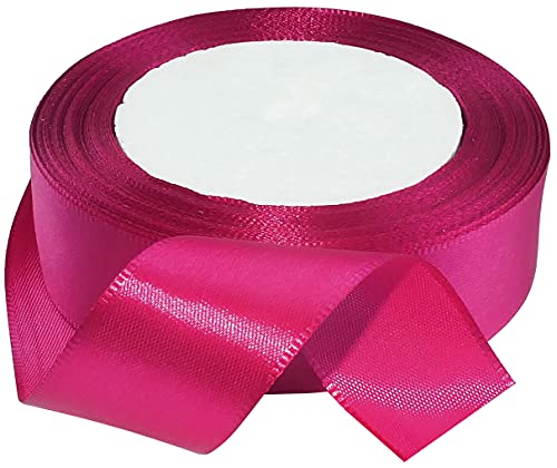 AERZETIX - C50295 - Satinband dekorativ glänzend fein - 25mm x 22 meter - rosa himbeere - kreative projekte nähkunst geschenkverpackung zur geburtstagsfeier von AERZETIX