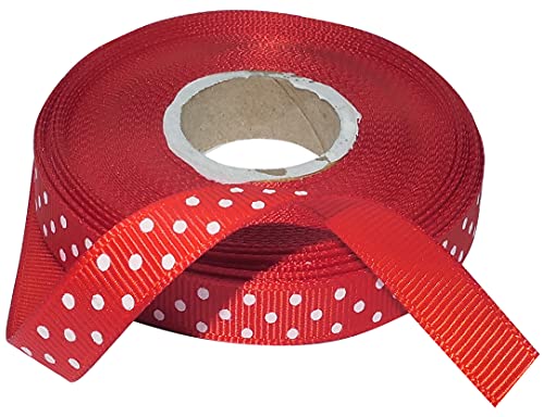 AERZETIX - C50680 - Satinband geprägtes und gedruckte muster dekorative - 10mm x 10 meter - rot-weiß - kreative dekorationsprojekte nähkunst geschenkverpackung zur geburtstagsfeier zeremonie von AERZETIX