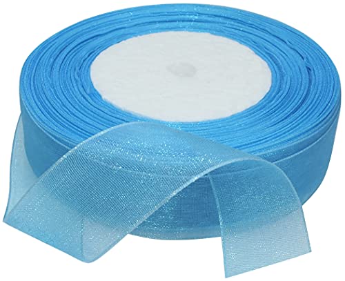 AERZETIX - C50788 - Organzaband glänzender dekorativer organza - 20mm x 45 meter - türkis - kreative projekte nähkunst geschenkverpackung zur geburtstagsfeier von AERZETIX