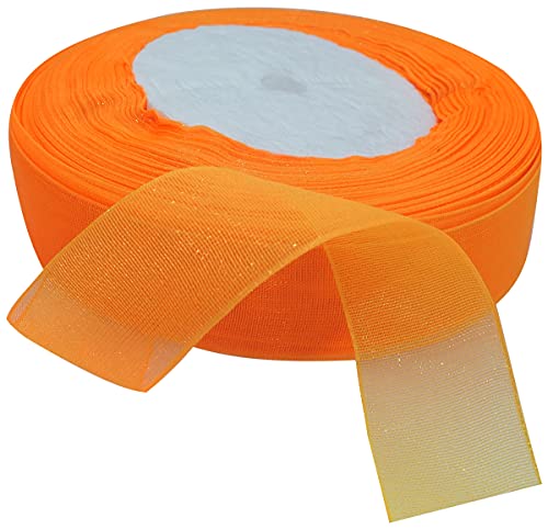 AERZETIX - C50796 - Organzaband glänzender dekorativer organza - 20mm x 45 meter - orange - kreative projekte nähkunst geschenkverpackung zur geburtstagsfeier von AERZETIX