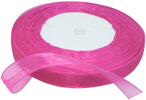 AERZETIX - C50820 - Organzaband glänzender dekorativer organza - 10mm x 45 meter - himbeerrosa - kreative projekte nähkunst geschenkverpackung zur geburtstagsfeier von AERZETIX