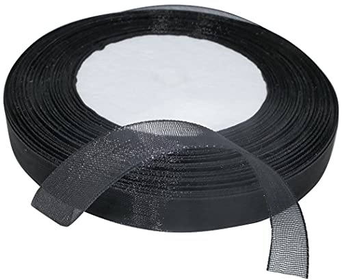 AERZETIX - C50835 - Organzaband glänzender dekorativer organza - 10mm x 45 meter - schwarz - kreative projekte nähkunst geschenkverpackung zur geburtstagsfeier von AERZETIX