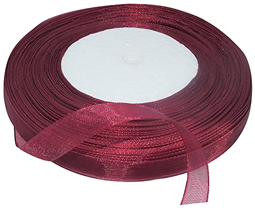 AERZETIX - C50842 - Organzaband glänzender dekorativer organza - 10mm x 45 meter - weinrot - kreative projekte nähkunst geschenkverpackung zur geburtstagsfeier von AERZETIX