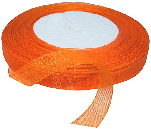 AERZETIX - C50843 - Organzaband glänzender dekorativer organza - 10mm x 45 meter - orange - kreative projekte nähkunst geschenkverpackung zur geburtstagsfeier von AERZETIX