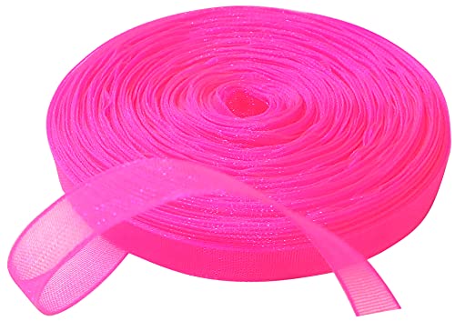 AERZETIX - C50910 - Organzaband glänzender dekorativer organza - 6mm x 19.5 meter - elektrisches rosa - kreative projekte nähkunst geschenkverpackung zur geburtstagsfeier von AERZETIX