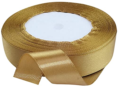 AERZETIX - C51164 - Satinband dekorativ glänzend fein - 20mm x 22 meter - dunkles gold - kreative projekte nähkunst geschenkverpackung zur geburtstagsfeier von AERZETIX