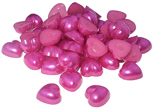 AERZETIX - C54579 - Lot von 50 Kunstperlen mit Flacher Rückseite - halbe herzförmige Perle - 10,5x10,5mm - Himbeerrosa Perlenfarbe - Freizeitdekoration von AERZETIX