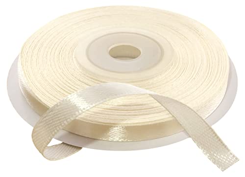 AERZETIX - C55597 - Rolle satinband 6mmx25m - farbe creme - verpackungsband für geschenke für dekoration zeremonie hochzeit geburtstag party - aus polyester von AERZETIX