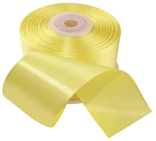 AERZETIX - C55635 - Rolle satinband 38mmx25m - farbe gelb - verpackungsband für geschenke für dekoration zeremonie hochzeit geburtstag party - aus polyester von AERZETIX