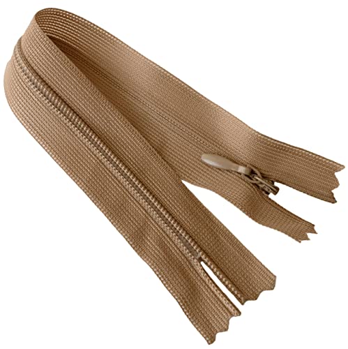 AERZETIX - C60385 - Satz mit 10 Reißverschlüssen unsichtbar 18cm nicht trennbar - reißverschluß mit gestell - farbe kakao beige - lederwaren jeans hosen kleid rock schieber kleidungsstück nähen von AERZETIX