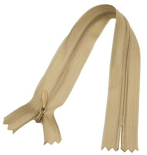 AERZETIX - C60773 - Satz mit 10 Reißverschlüssen unsichtbar 22cm Nicht trennbar - reißverschluß mit Gestell - Farbe Hellbeige - Lederwaren Jeans Hosen Kleid Rock Schieber kleidungsstück nähen von AERZETIX