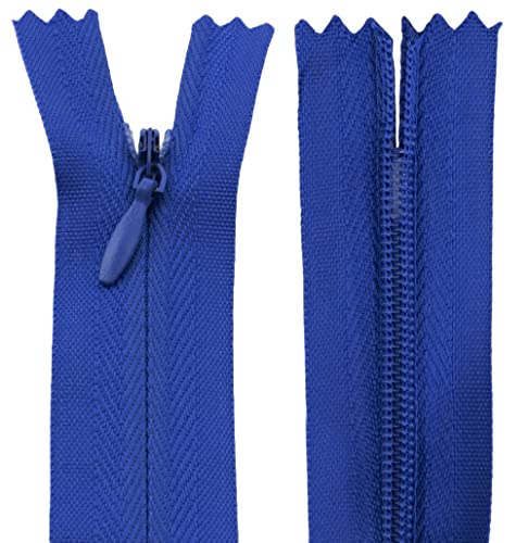 AERZETIX - C60989 - Satz von 20 verdeckten Reißverschlüssen 25 cm - Farbe: Royalblau - Nicht trennbar mit rugbyball-zuglasche aus undehnbarem Material - reißverschluss mit zahnstange von AERZETIX