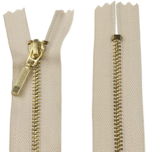 AERZETIX - C61446 - Nicht trennbarer Reißverschluss 10 cm aus Metall mit deko-anhänger - Farbe: beige - Schieber Jeans Westen Lederwaren Kleider Kleidung Hosen kurzwaren von AERZETIX