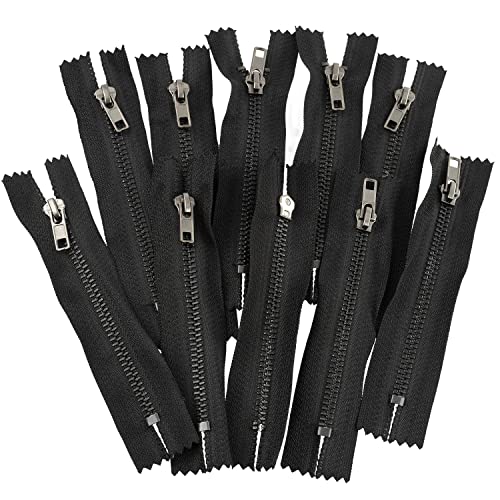 AERZETIX - C61493-10er-Pack Reißverschlüss Nr. 4 nicht trennbarer 10 cm aus metall - mit einfacher zuglasche - farbe schwarz - schieber für lederwaren dekoration nähen jeans kleid hose kurzwaren von AERZETIX